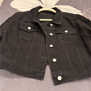 Black Denim Cropped Jacket